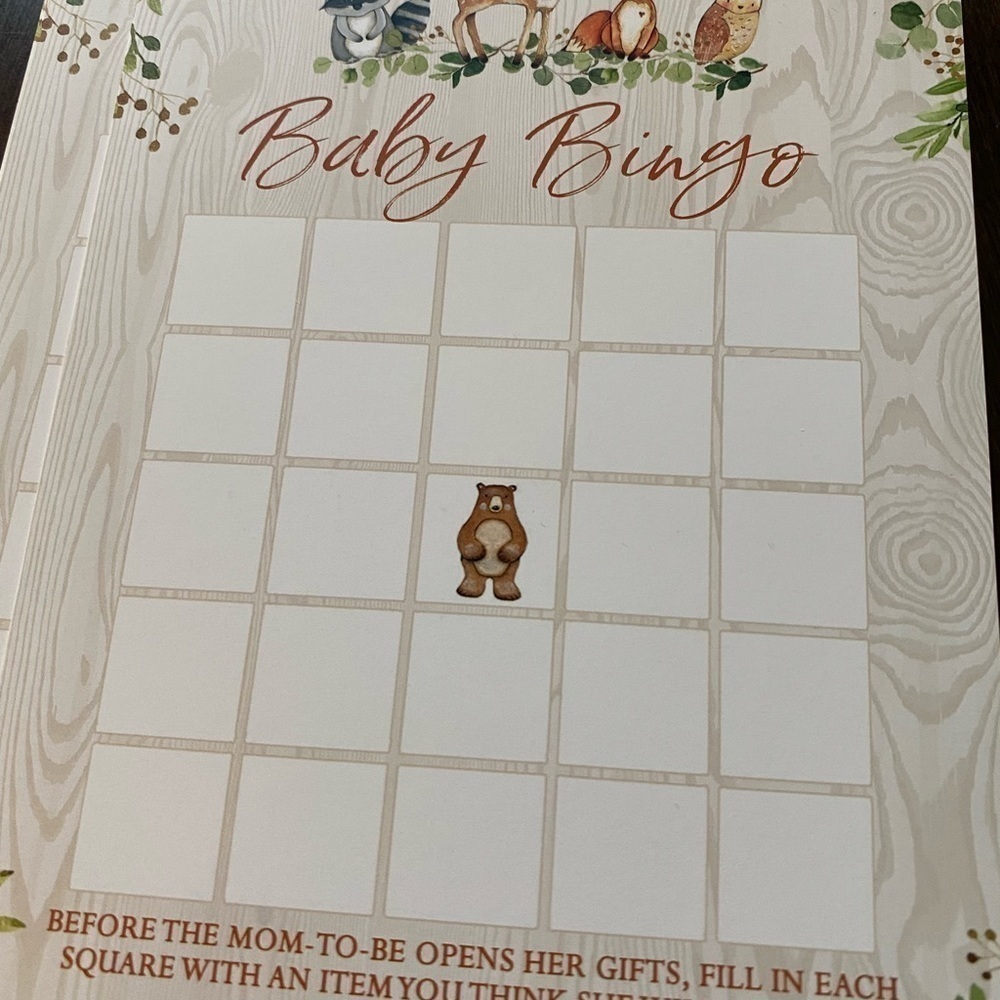 Baby shower game - baby bingo 1 set of 10 cards
